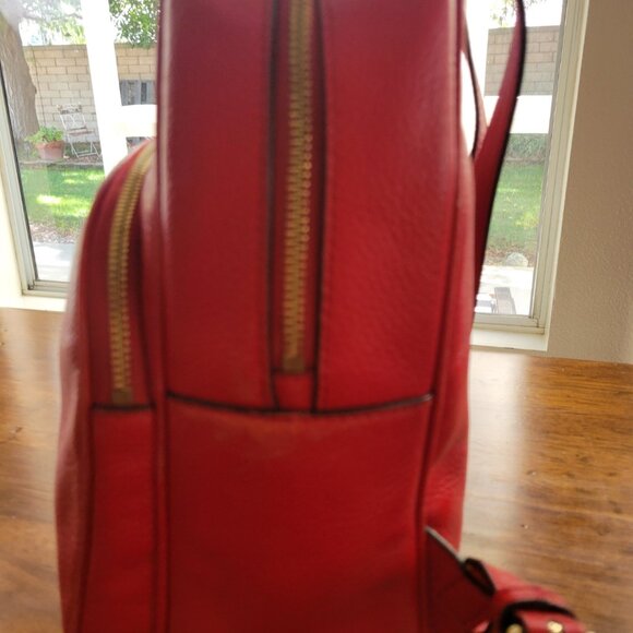 Michael Kors Red Pebbled Leather Backpack - Picture 7 of 7